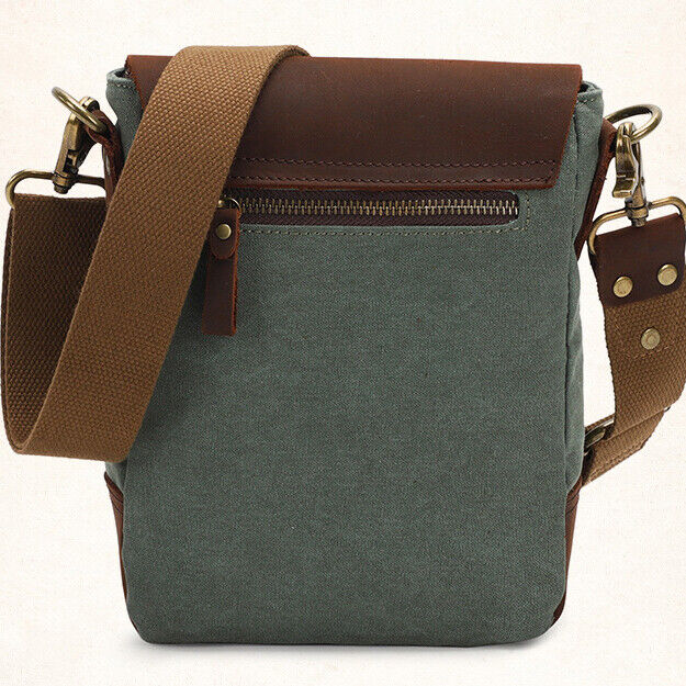 Men's Canvas&Leather Shoulder/Messenger Bags 8 inches Business Casual Daypack