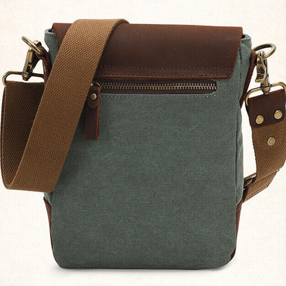 Men's Canvas&Leather Shoulder/Messenger Bags 8 inches Business Casual Daypack