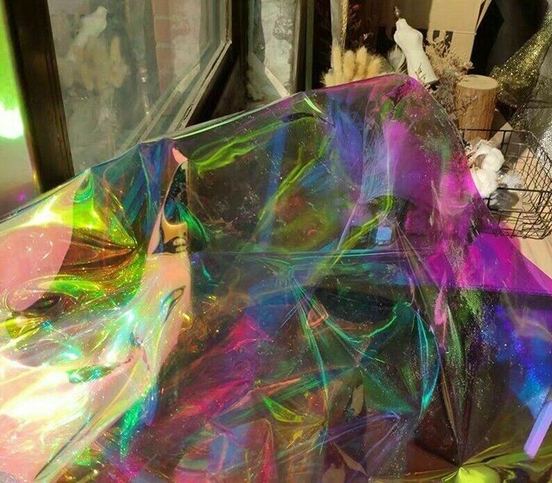 0.2mm Iridescent TPU Fabrics Laser 50x100cm PVC Plastic Film Designer Art Decors