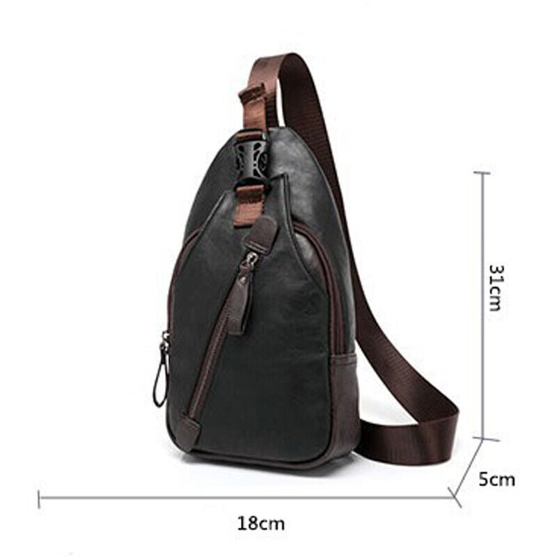 Men's Sling Backpack Faux Leather Crossbody Chest Bags Casual Daypack Sport Bags