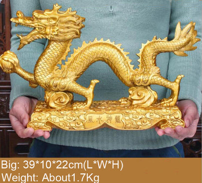 Feng Shui Chinese Loong Resin Figurine Statue for Luck & Success Gifts Dragon