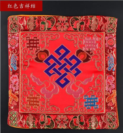 Buddhist silk brocade red eight auspicious symbols table altar cloth -