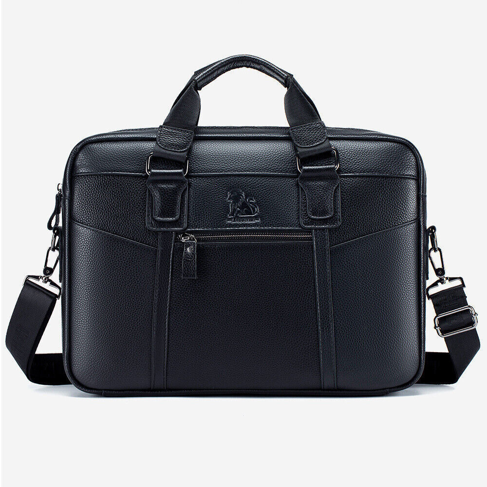 Men's Genuine Leather Shoulder Messenger Bags Business Work Bag Laptop Briefcase