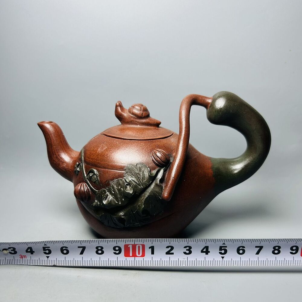 Vintage Chinese Yixing Purple Clay Teapot Zisha Ceremony Ceramic Pumpkin Teaware