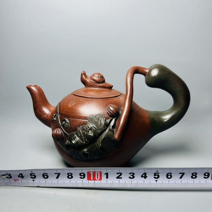 Vintage Chinese Yixing Purple Clay Teapot Zisha Ceremony Ceramic Pumpkin Teaware