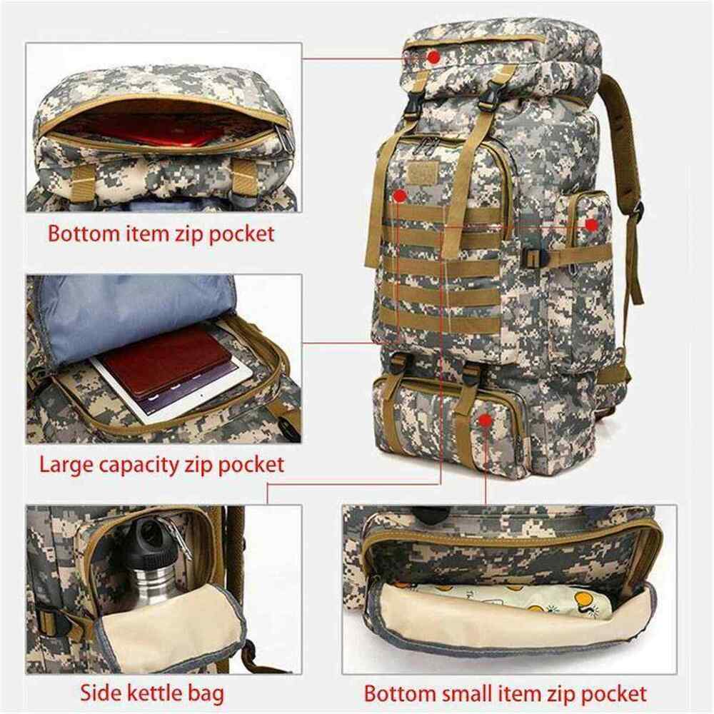80L Military Backpack Camping Bag Tactical Backpack Men Hiking Travel Sport Bag