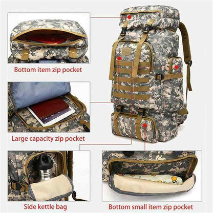 80L Military Backpack Camping Bag Tactical Backpack Men Hiking Travel Sport Bag
