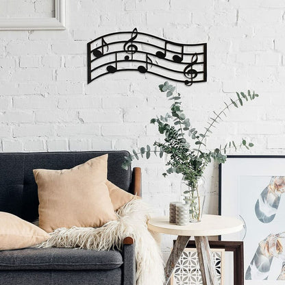 Black Treble Clef Glossy Wooden Wall Decoration Music Notes Silhouette Wall Sign