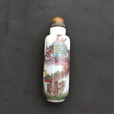 chinese antique collected dragon figurine Painted Glass Snuff Bottle Multi-Color