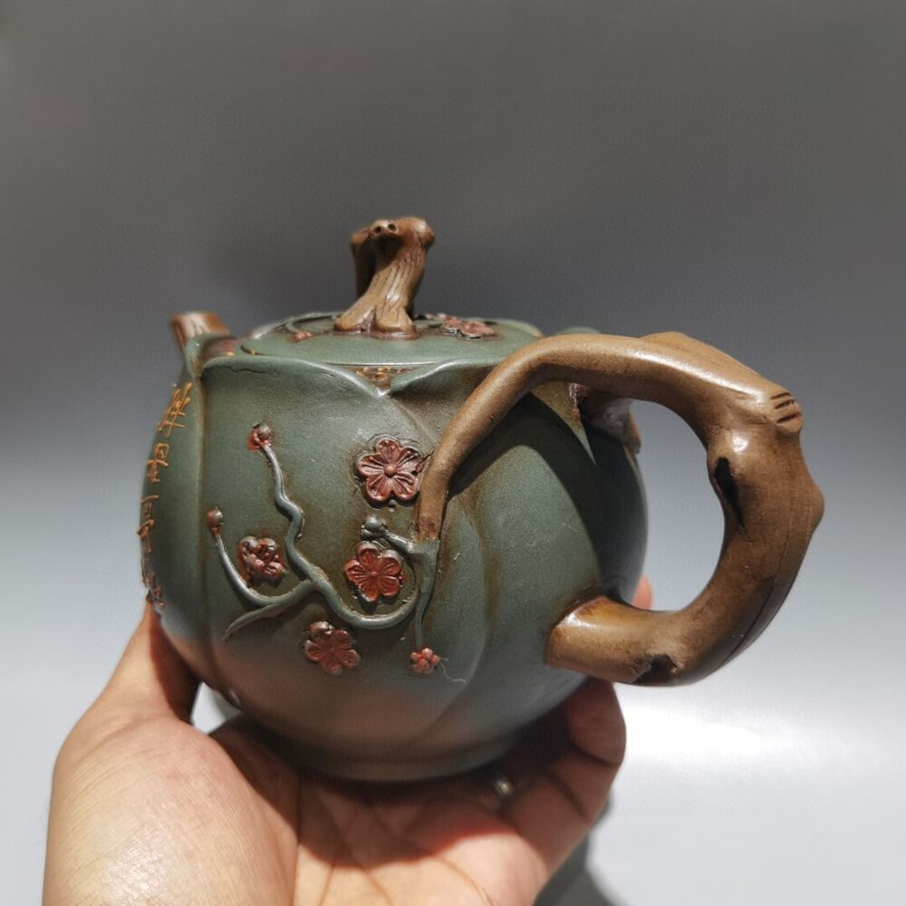 Vintage Chinese Yixing Purple Clay Teapot Zisha Ceramic Plum Blossom Teaware Art