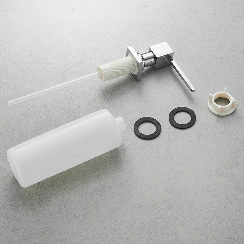 Deck Mounted Kitchen Soap Dispensers 400ml Square Pump Chrome Finish Counter Top