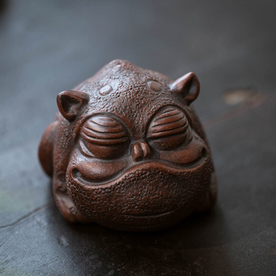 Cute Toad Purple Clay Tea Pet from Yixing