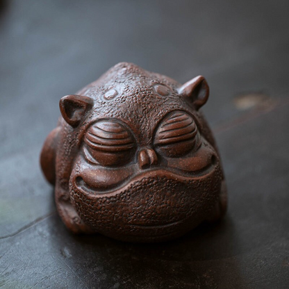 Cute Toad Purple Clay Tea Pet from Yixing