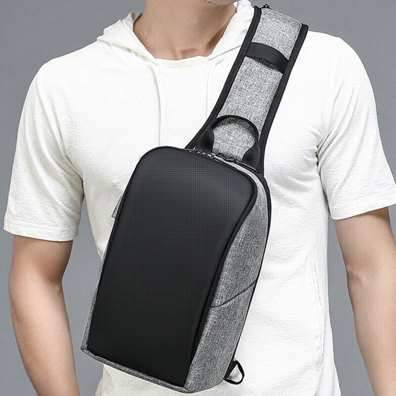 Men's Sling Backpack Oxford cloth Waterproof Crossbody Bag USB Port Outdoorsport