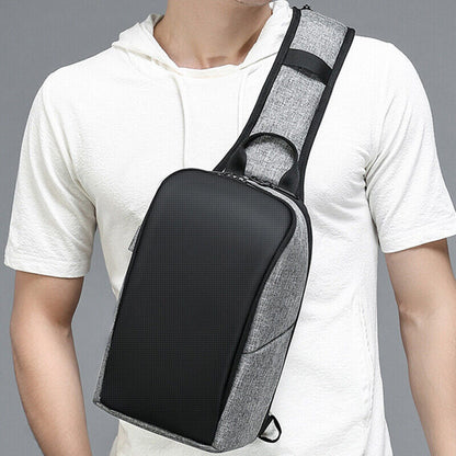 Men's Sling Backpack Oxford cloth Waterproof Crossbody Bag USB Port Outdoorsport