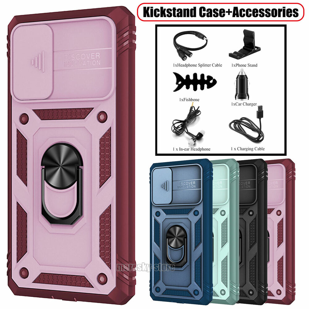 For Samsung Galaxy S20 FE / 5G Ring Stand Case w/ Camera Slide Cover - Thumbnail 4