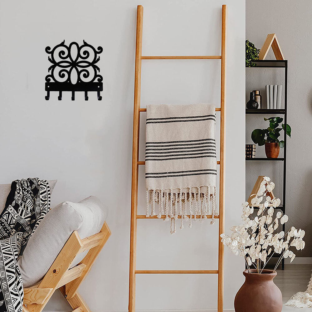 Decorative Scroll KO4 Metal Key Rack Hanger - 6 inch Wide Metal Wall Art