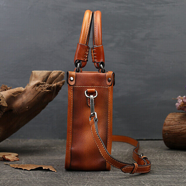 Womens 100% Genuine Leather Retro Handbag Cowhide Leather Crossbody Shoulder Bag