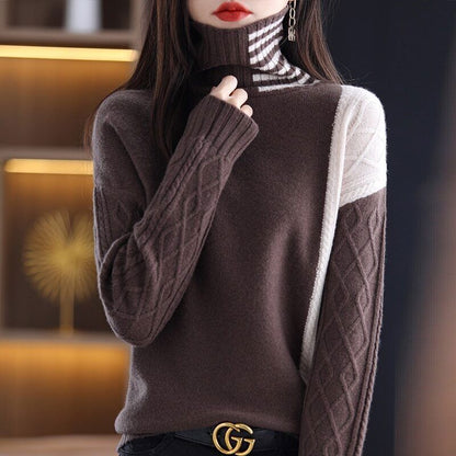 Women's Sweaters Long Sleeve Thick Pullover 100% Wool Knit Tops Jumper Clothing