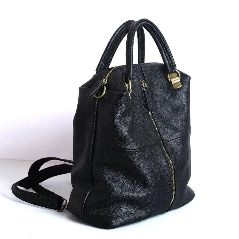 Leather Women Backpack Women's Shoulder Bag Black Leather Handbags Travel Bag