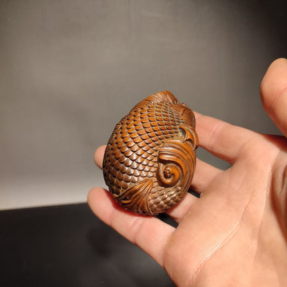 christmas ornaments Wooden handle piece miniature item bag ornament dragon fish