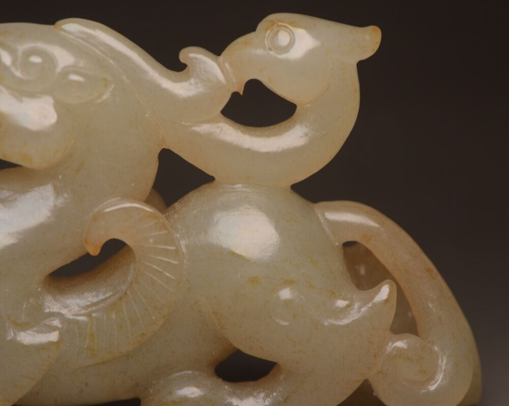 Antique Chinese Natural Hetian Jade Carving Beast Statue Exquisite Figurine Rare
