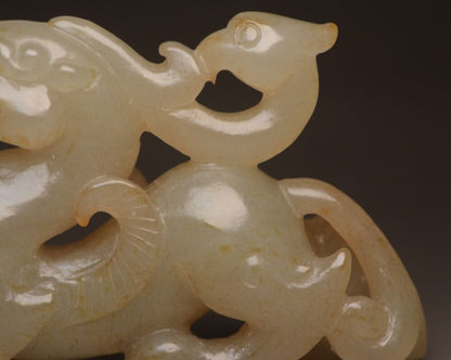 Antique Chinese Natural Hetian Jade Carving Beast Statue Exquisite Figurine Rare