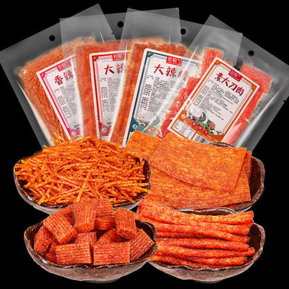125g*4bag 辣条香辣丝大辣棒大刀肉大辣片Spicy Strip Latiao Snack Chinese Snacks Are Delicious