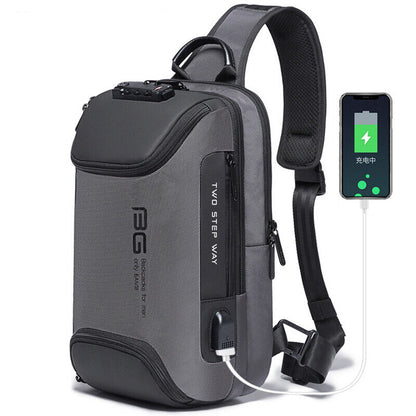 Men's Sling Backpack Oxford cloth Waterproof&Anti-theft Crossbody Bag USB Port