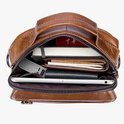 100% Genuine Leather Men's Sling Shoulder Bag Messenger Bag 8" Handbag Crossbody