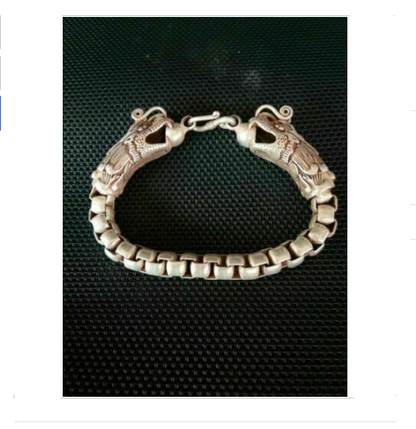 Collectible Chinese Tibet Silver Bangle Handwork Auspicious Dragon Bracelet