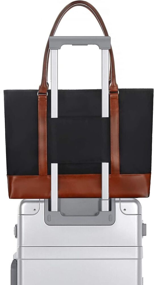 Woman Laptop Tote Bag,USB Teacher Bag Large Work Purse Fits 17.3 Ablack