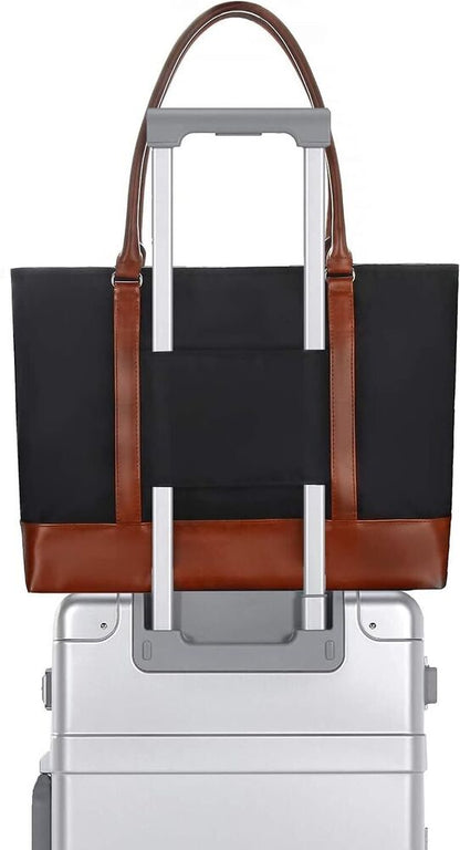 Woman Laptop Tote Bag,USB Teacher Bag Large Work Purse Fits 17.3 Ablack