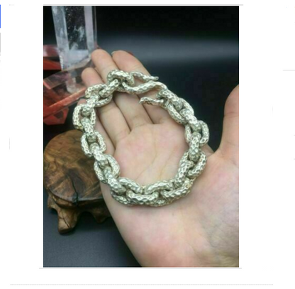 Asian old miao silver hand cast cool statue bracelet jewel gift