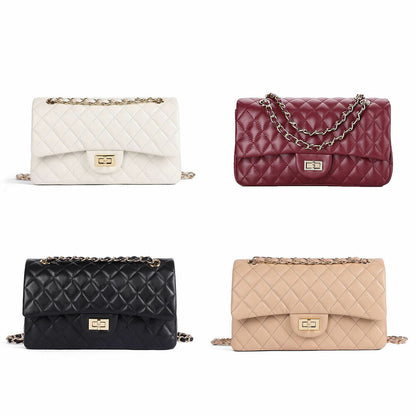 Quilted Lambskin Leather Double Flap Chain Shoulder bag Small Purse Crossbody