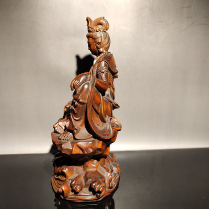 Chinese wooden statues for home decor boxwood carving wood buddha quan Kwan-yin