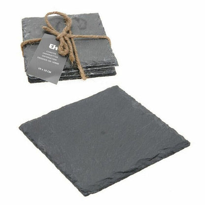 4Pcs/Set Cup Drink Coasters 10x10cm Natural Slate Anti-Slip Glass Mugs Placemats