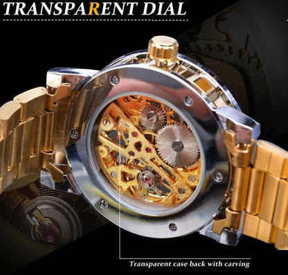 Men's Watches Skeleton Watch Mechanical Movement Stainless Steel Transparent Uk