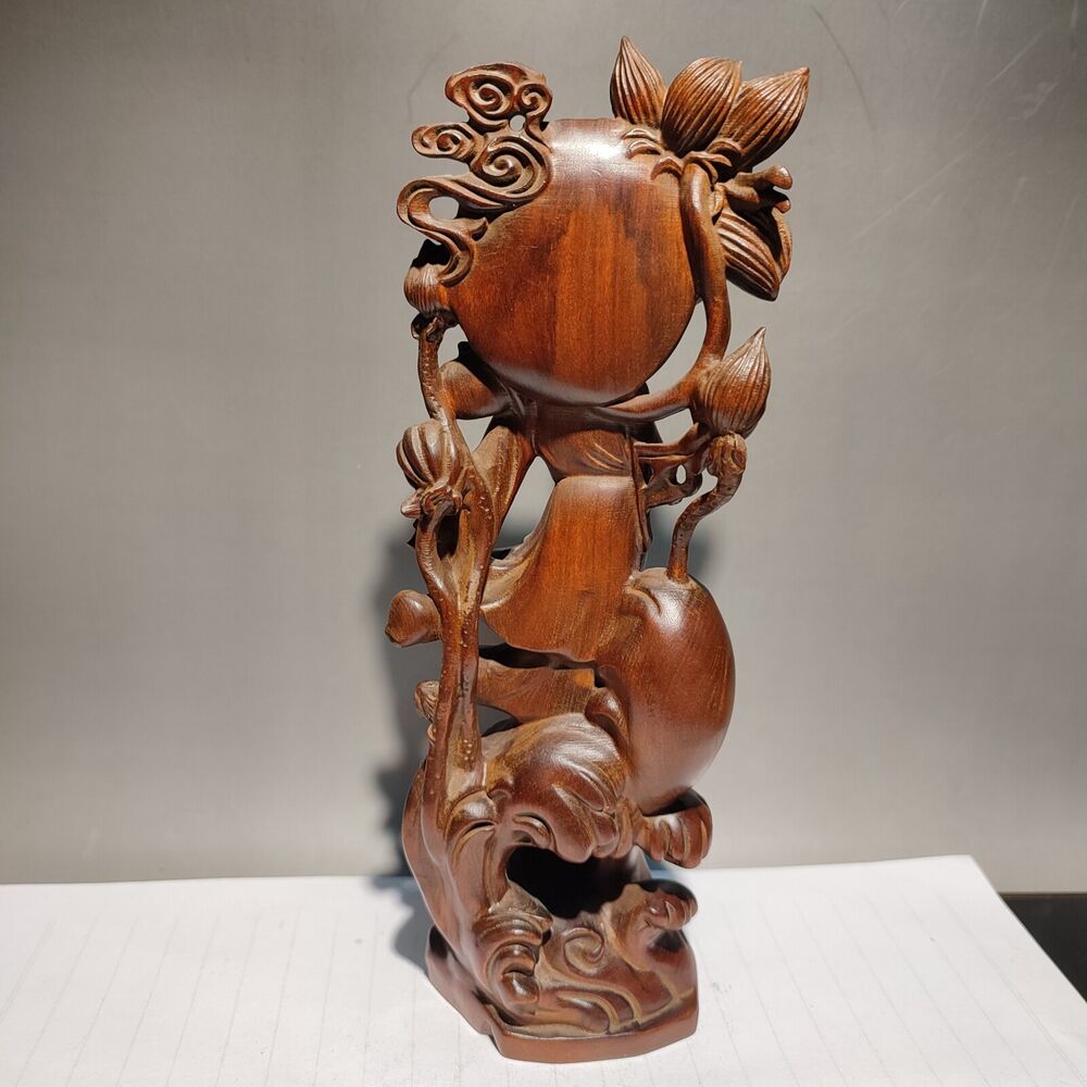 wooden statue carvings home decor sculptures quan Boxwood Free kwan yin Figurine