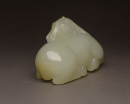 Chinese Natural Hetian Jade Carving Exquisite Horse Statue Collectible Artwork