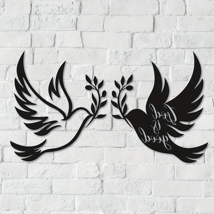 1pc Dove Of Peace Olive Branch Metal Wall Art – Olive Branches Peace white Dove