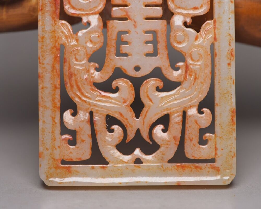Chinese Antique Natural Hetian Jade Hand Carved Exquisite Statue Lucky Pendant