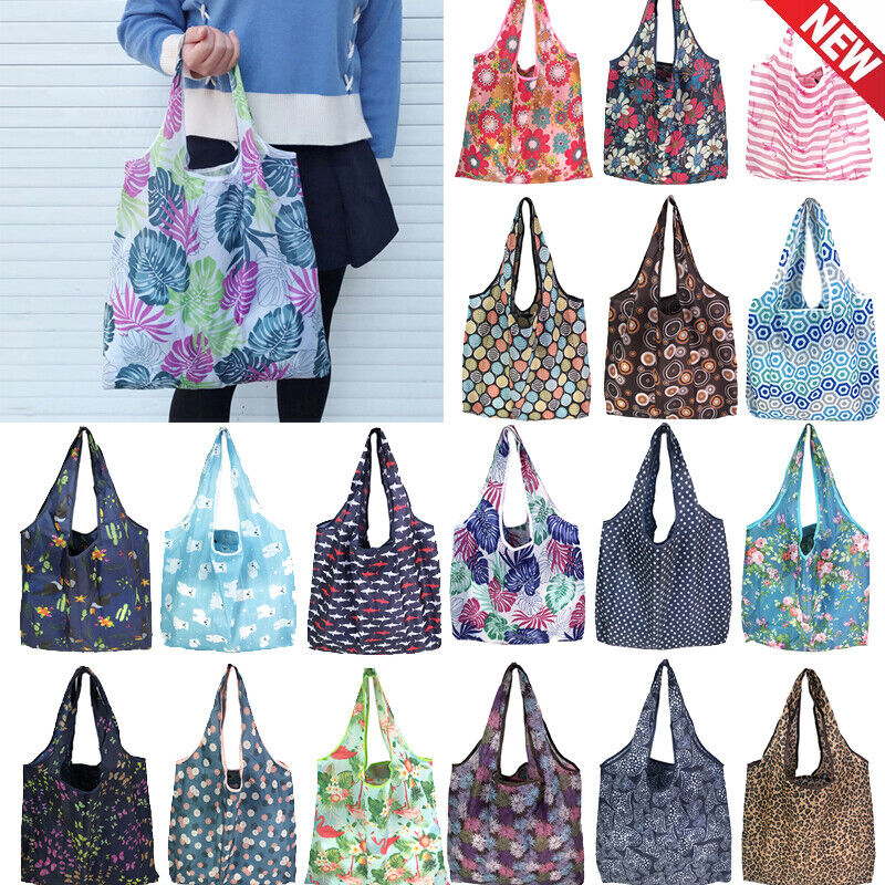 New Reusable Foldable Ladies Shopping Bag Eco Tote Handbag Fold Away Bag