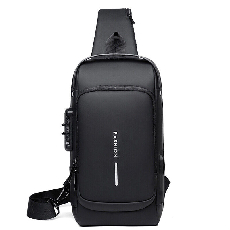 Men's Sling Backpack Oxford cloth Waterproof&Anti-theft Crossbody Bag USB Port