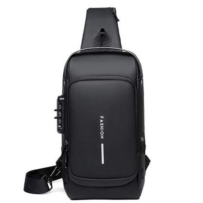 Men's Sling Backpack Oxford cloth Waterproof&Anti-theft Crossbody Bag USB Port