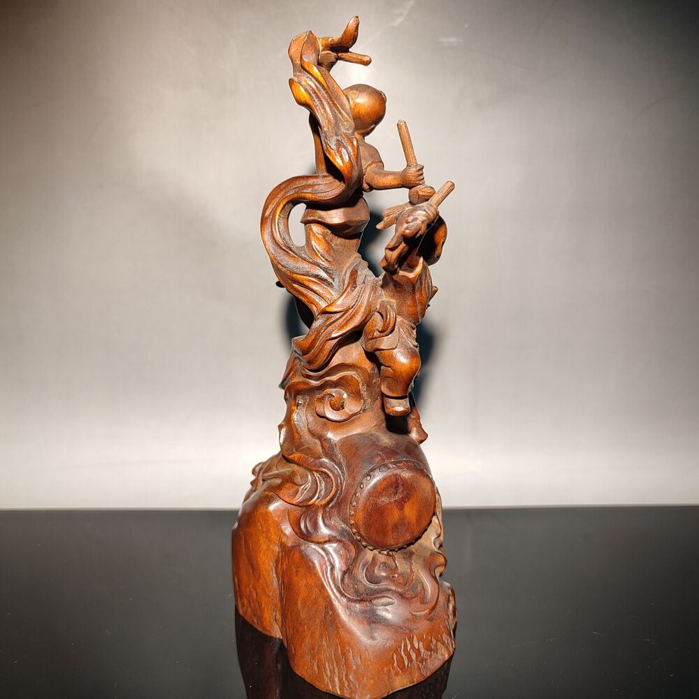 decorative sculpture happy children play drum dance anniversary gift carved wood