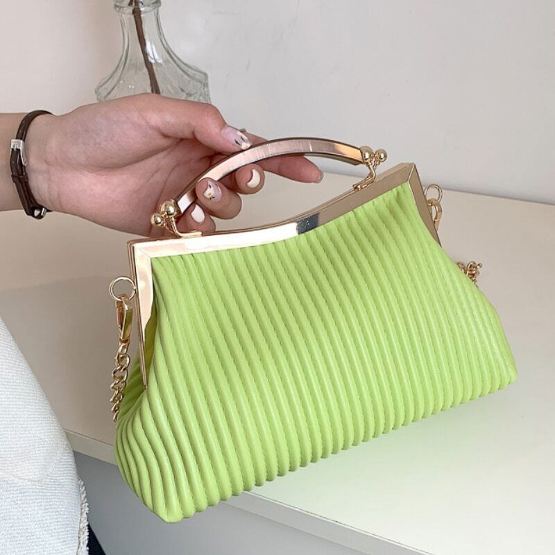 Handbag Handle Pleated Shell Bag Women Clutch Purses Crossbody Bag
