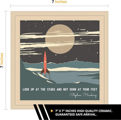 Retro Wall Art Outer Space Themed Decor Astronomy Gift for Kids and Adults 7x7