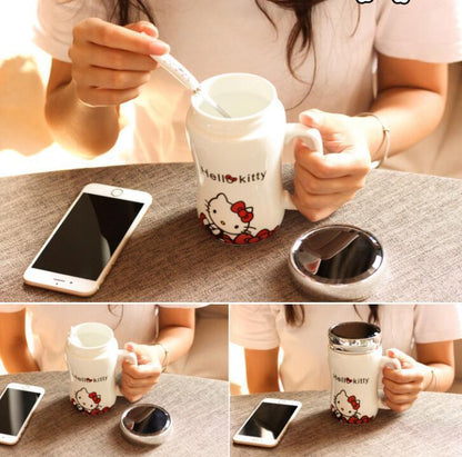 Cute Ceramic Cup Tea Milk Coffee Mug Spoon and Coasters 500ML