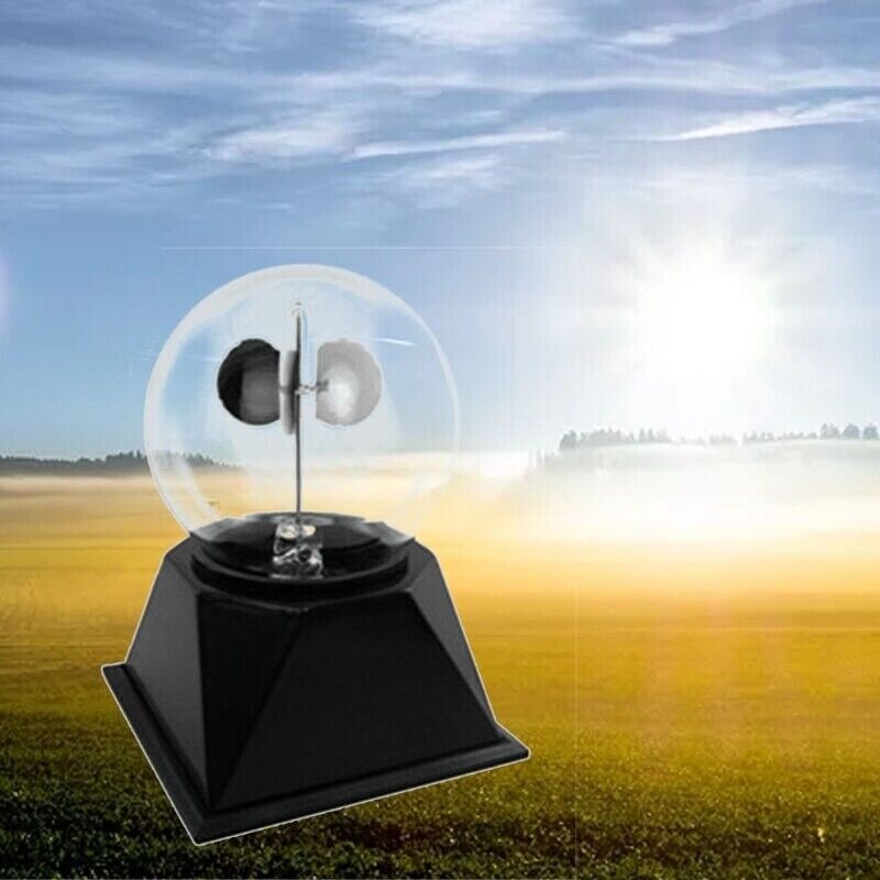 Crookes Radiometer Solar Power Glass Windmill 4 Spinning Vanes Decors 9x9x12.5cm